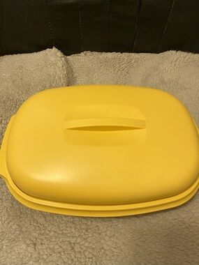 Harvest Gold 3 piece Tupperware Vegetable steamer storage serving bowl vintage